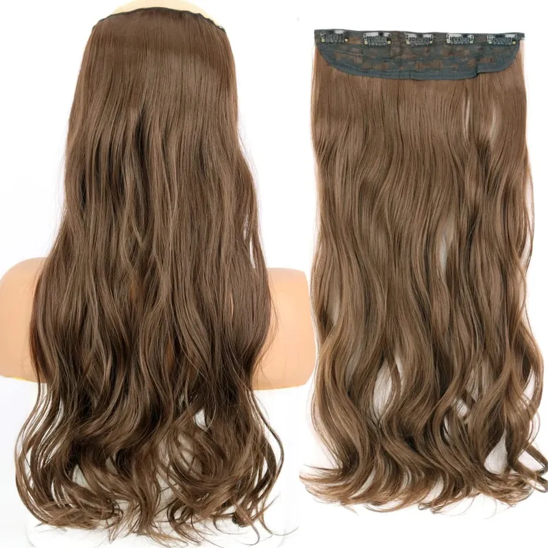 32inch Synthetic Hair Extensions One Piece 5 Clips Long Straight High Temperature Fiber Black Brown Hairpiece — image 21