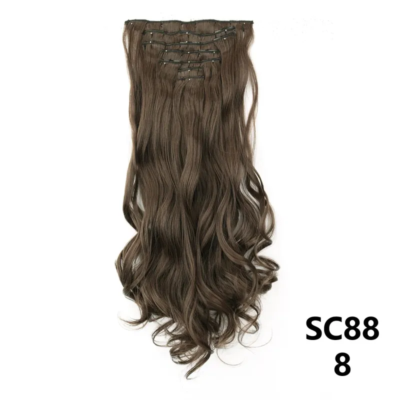 Long Straight Synthetic 16 Clips In Hair Extensions 7Pcs/Set High Temperature Fiber Black Brown Blonde Hairpiece For Women — image 29