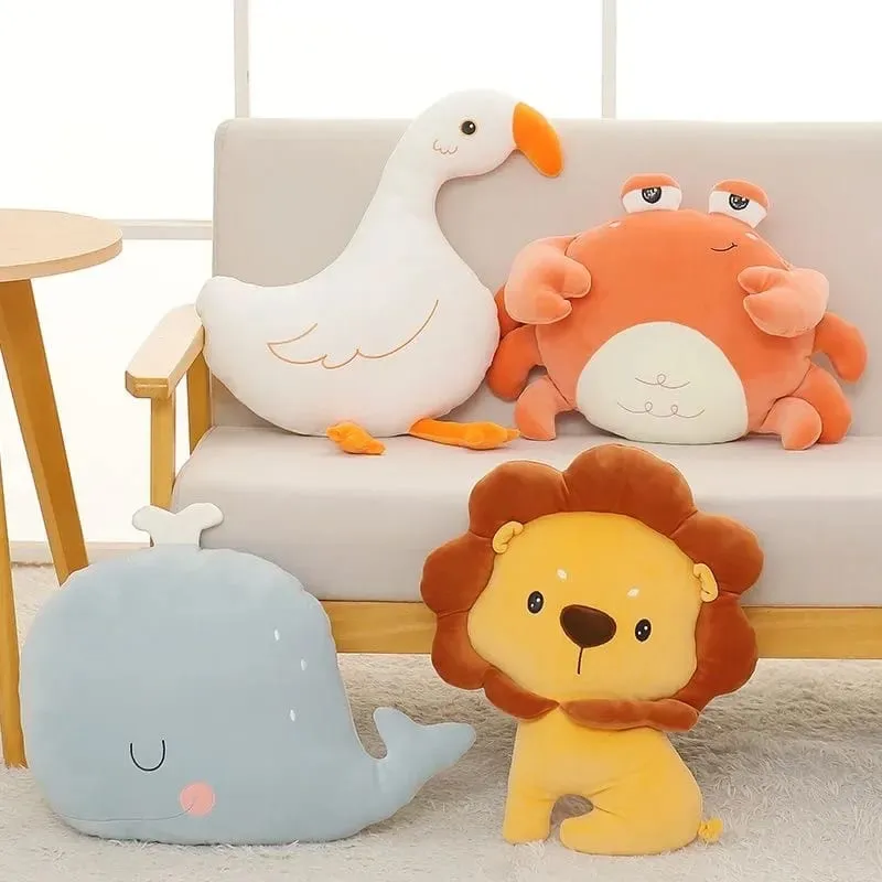 Cute Throw Pillows Crab Whale Goose Lion Pillow Comfortable Room Sofa Car Bed Office Headboard Cushion Doll Back Plush Toy Gift — image 2