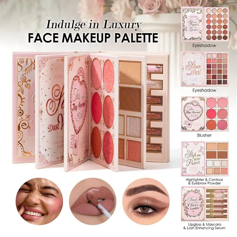 5‑Page Full Face Makeup Kit Matte & Shimmer Eyeshadow Blush Contour Lip Gloss Mascara for Versatile Makeup Looks — image 6