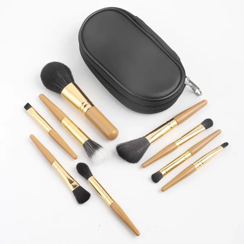 Makeup Brush Sets 9pcs Minimalist Portable With Storage Bag Portable Cosmetic Brushes For Making Up Supply — image 6
