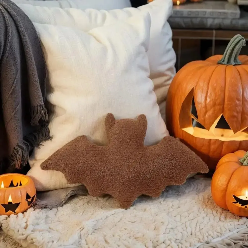 Halloween Materiale Flagermuspude Halloween Tema Sort Hvid Brun Flagermus Modelleringspude Blødt stof Gotisk flagermus til