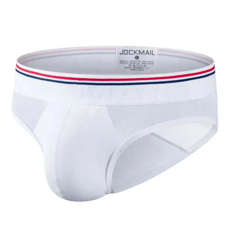 Jockmail กางเกงในชายเซ็กซี่ชุดชั้นในชายผ้าฝ้าย Low Rise Underpant เส้นด้ายสุทธิลูกไม้, Breathable ฤดูร้อนกางเกงขาสั้น calzoncillos hombre slip — image 39