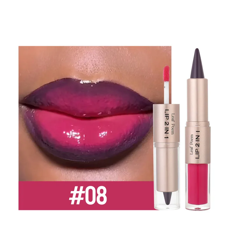Black Brown Tapered Lip Liner Contour Pencil Double Head Mirror Plumping Lip Glaze Crystal Lip Gloss Sexy Red Lips Tint Makeup — image 14