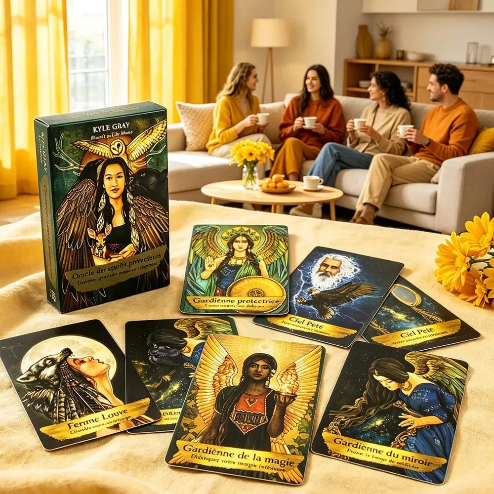 Angels and Ancestors Oracle Cards 55 Card French Version Meditation Divination Board Games for Spiritual Practice & Collection