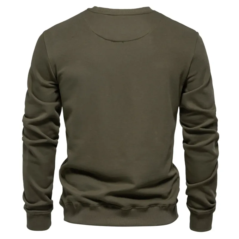 Cotton-blend Mens Crew Neck Solid Color Sweatshirts Pullover Casual Sport Sweatshirt for Men — image 6