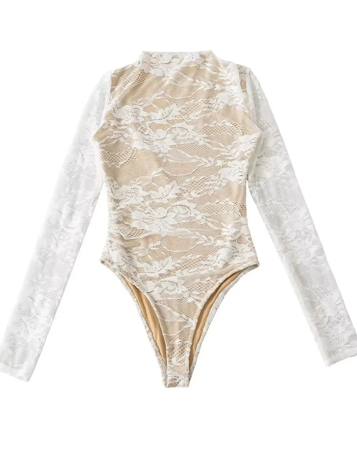 2025 Women's Summer Elegant Beige Black Sleeveless Lace Bodysuits Lady Luxury High Quality Street Bodycon Rompers Jumpsuits Tops
