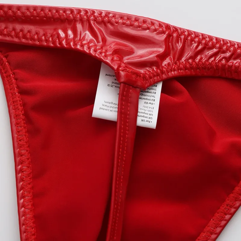 Slip da uomo in ecopelle lucida perizoma con cinturino sottile Intimo a vita bassa Mutandine da uomo Lingerie T-back Slip maschili Lingerie — image 8