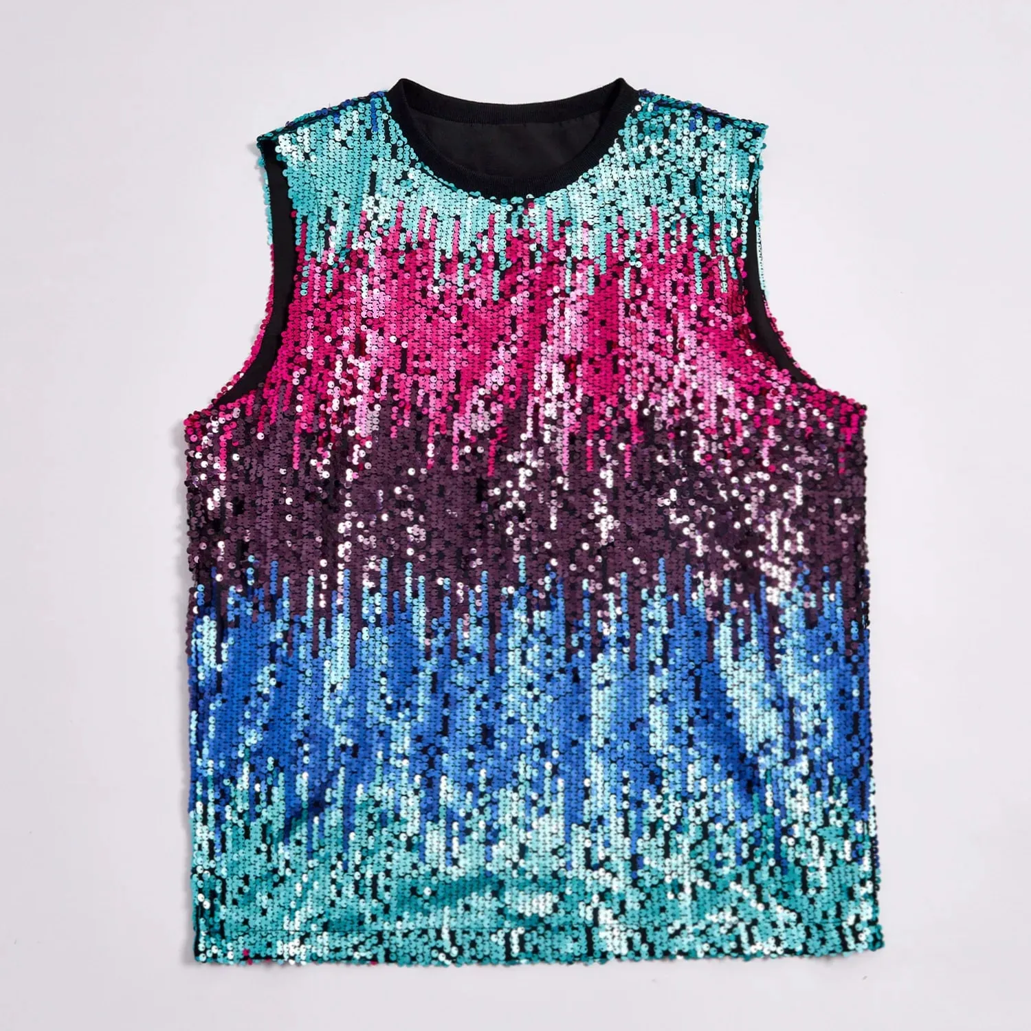 2025 Fashion Pullover Sleeveless Multi-color Sequined T-shirt/vest for Women Urban Street Style Multicolored Women's Tank Top — image 14