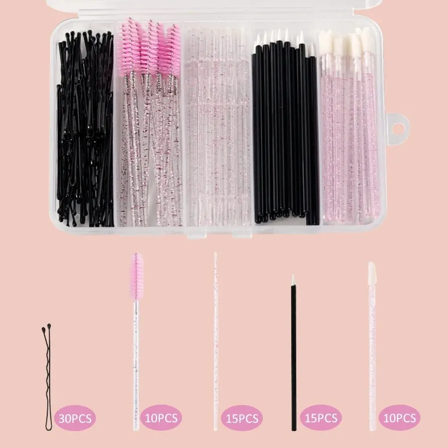 80pcs Professional Makeup Brush Set Box Eyebrow Eyelash Lip Brushes Hairpin Micro Brush for Eyelash Extension Makeup Tools