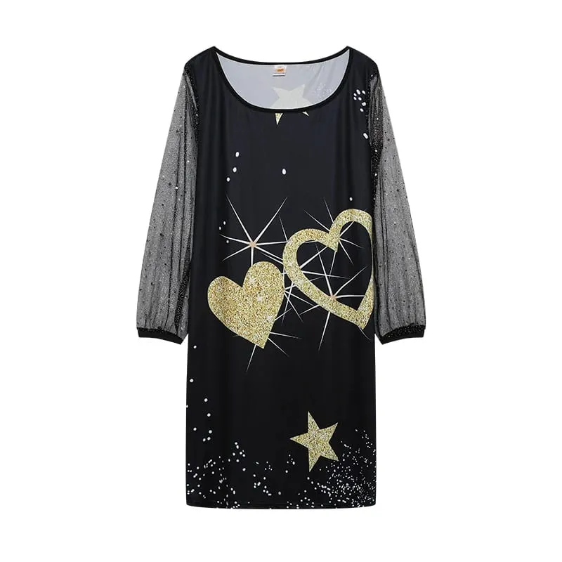 2024 New Spring-style Round Neck Sequins Perspective Gauze Lady Dress — image 10
