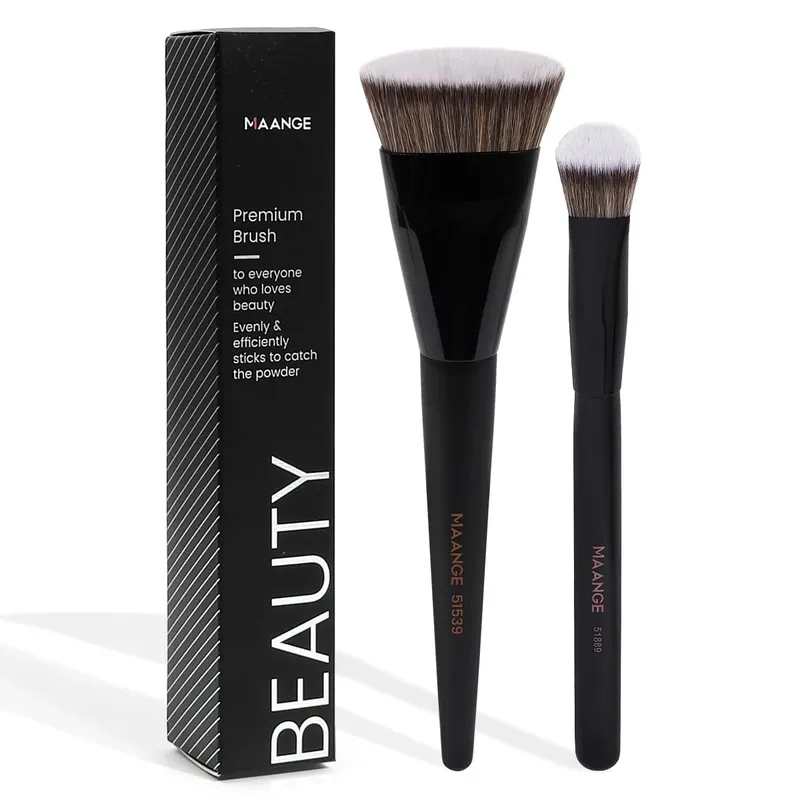 Pinceau de maquillage impeccable, plat/Angle, pour fond de teint, Contour sous les yeux, pour crème liquide, outils de beauté, 2 pièces
