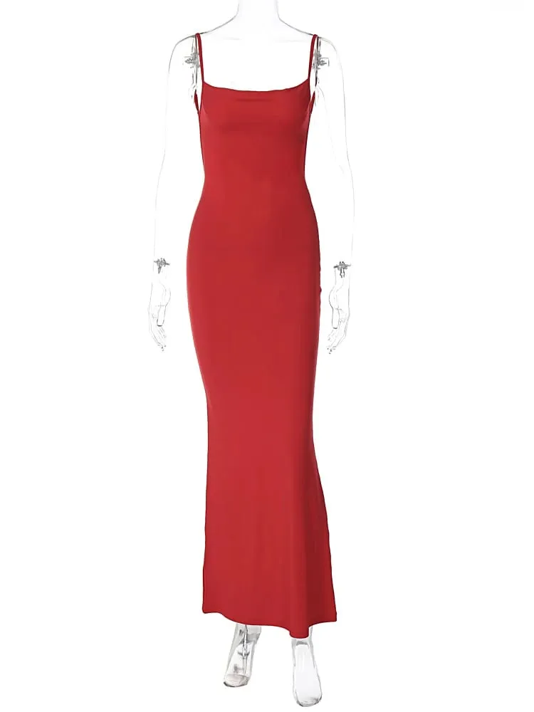 Hugcitar Summer Solid Sleeveless Backless Elegant Sexy Bodycon Y2K Maxi Prom Dress Women Clothes Birthday Party Casual Y2K — image 7