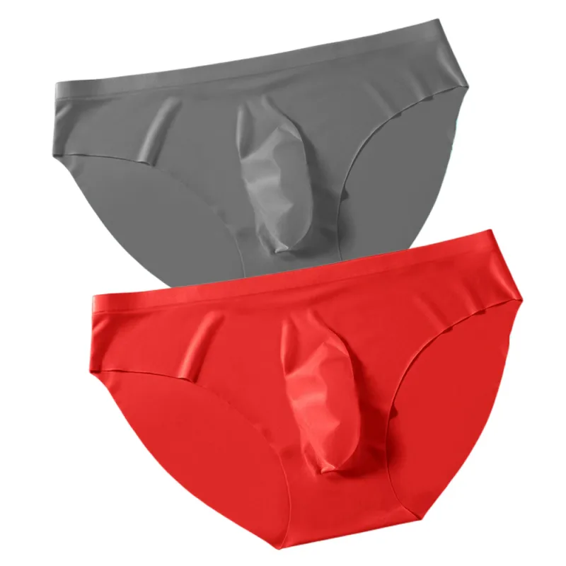 2PCS Sexy Men Briefs Ultra Thin Ice Silk Underwear High Quality Breathable Underpants Summer Transparent Quick-dry Male Panties — image 25
