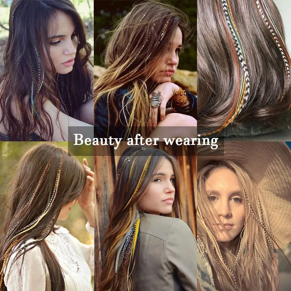 Synthetic Feather Hair Extensions 16 Inches 50strands/pack Colored Hair Extensions Colorful Hair Feathers Extensions For Women — image 7