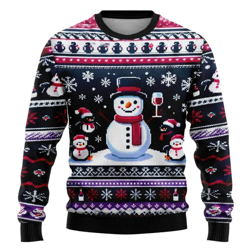 Männer Frauen Weihnachten Sweatshirt 3D Weihnachten Schneemann Santa Gedruckt Hässliche Weihnachten Pullover Unisex Pullover Urlaub Party Jumper Tops — image 8