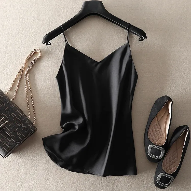 Summer Crop Top Women Camis Silk Satin Tank Top Women Camisole Sleeveless Vest Roupas Femin Cropped 2024 Croo top Binder Trans