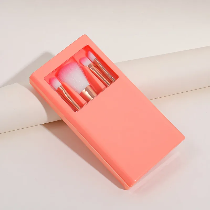 Bærbart mini makeup børste sæt med spejl etui 5 stk rejse makeup børster til foundation øjenskygge concealer — image 10