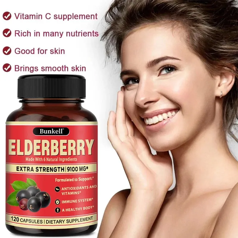 Elderberry Capsules - Rich in Vitamins - Supports Antioxidant Immune System Health Non-GMO Dietary Supplement — image 4