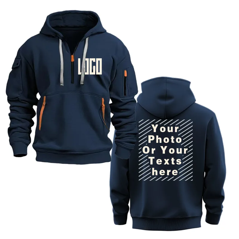 Customized DIY Printed Hoodies for Men and Women, Loose Casual Sportswear with Zipper, Long Sleeved Hoodies with Multiple Pocket — image 8