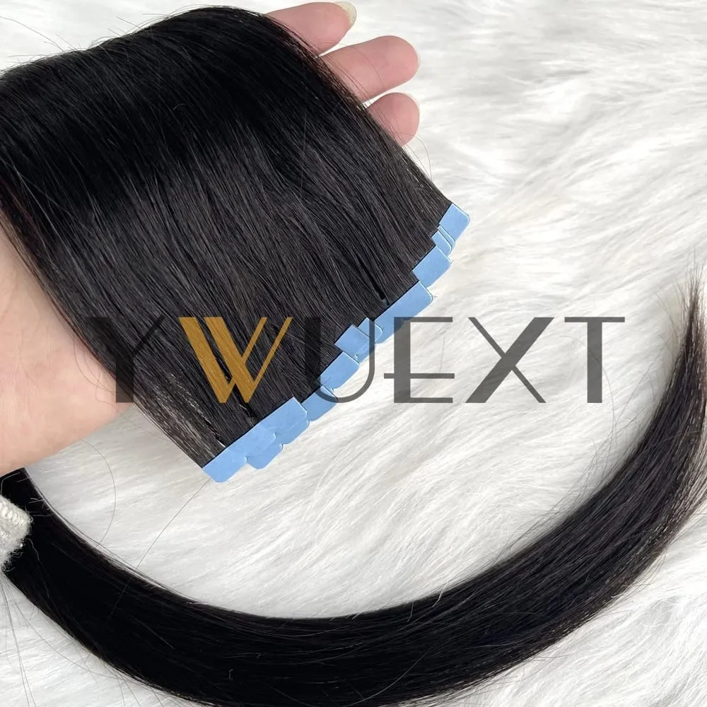 Mini Tape in Human Hair Extensions 12"-20" Straight Natural Black 1B# Machine Made Remy Hair 10pcs/pack Invisible Tape Hair for Women Black Friday — image 10