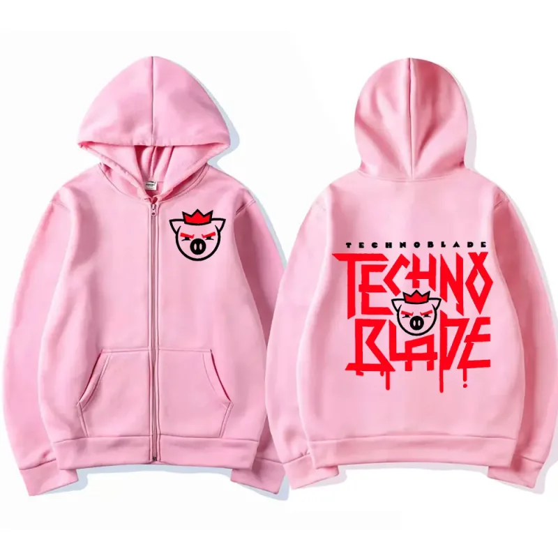Technoblade Merch Print Zipper Hoodies Sweatshirts Harajuku Men Women Hip Hop Streetwear Casual Loose Hoodies Fashion Pullovers — image 6