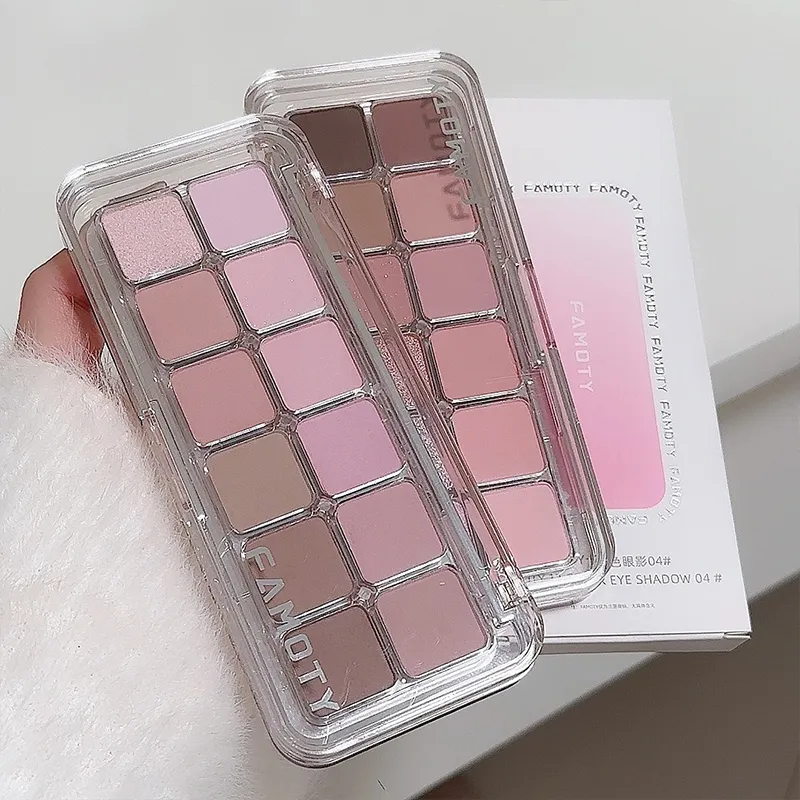 Palet Eyeshadow Matte Saturasi Rendah 12 Warna Teh Aprikot Warna Bumi Riasan Mata Matte Pearlescent Tahan Lama untuk Penggunaan Sehari-hari — image 3