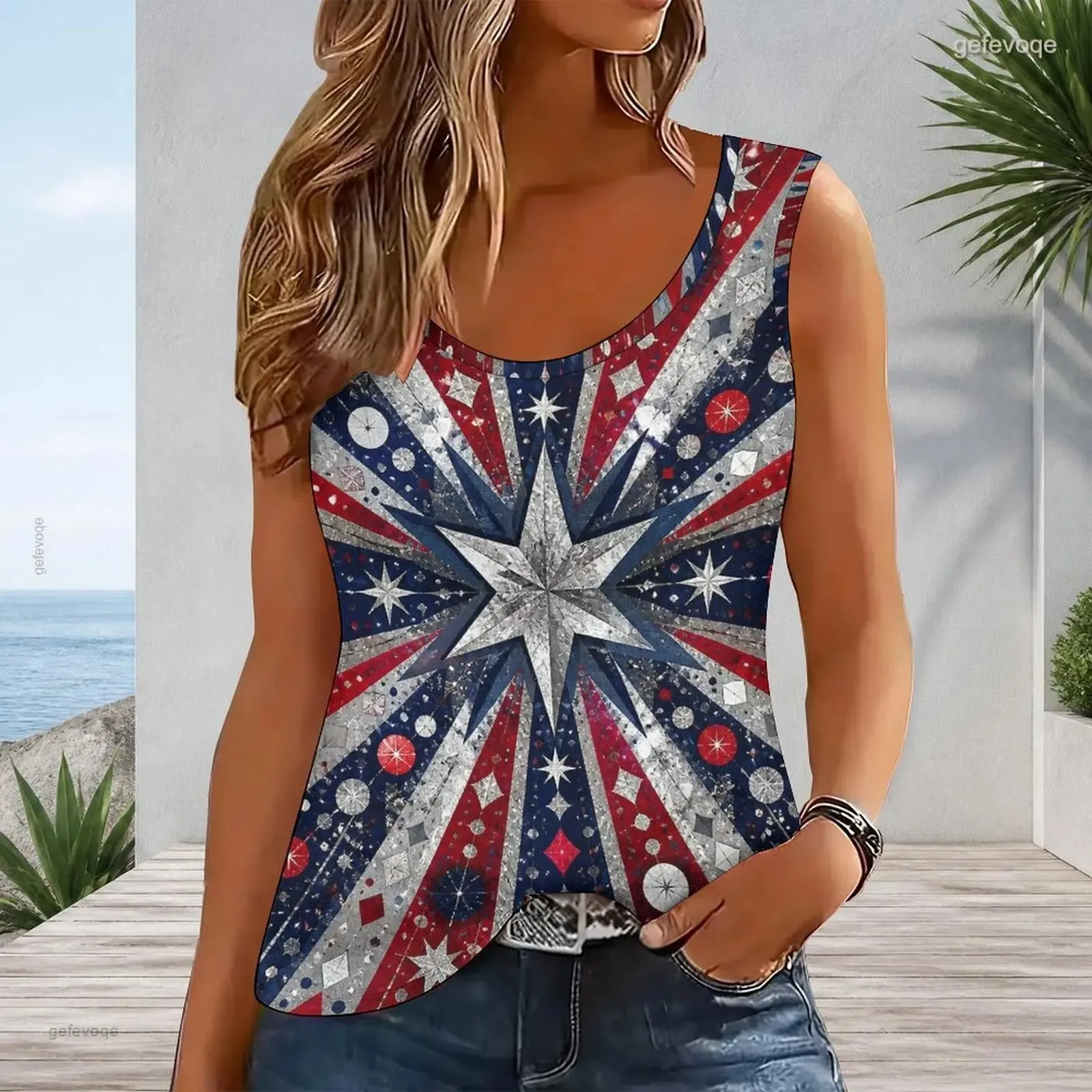 Ladies U Neck Tank Top Sleeveless Slim Basic Vest Simple Casual Undershirt Custom Printed Women Inner Outer Tops — image 2