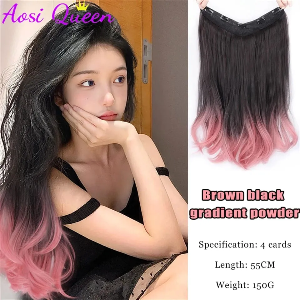 Synthetic Gradient Parisian Painting Dyed Wig Hair Extension Natural Fluffy One Piece Big Wave Long Curly Hair Extension Piece — image 6