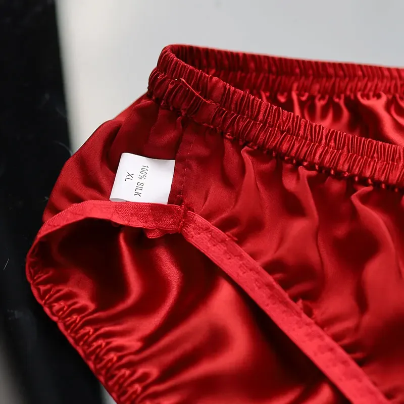 10pcs/lot mulberry silk underwear, comfortable triangle pants, large size health and breathable men's summer sweat absorption — image 4