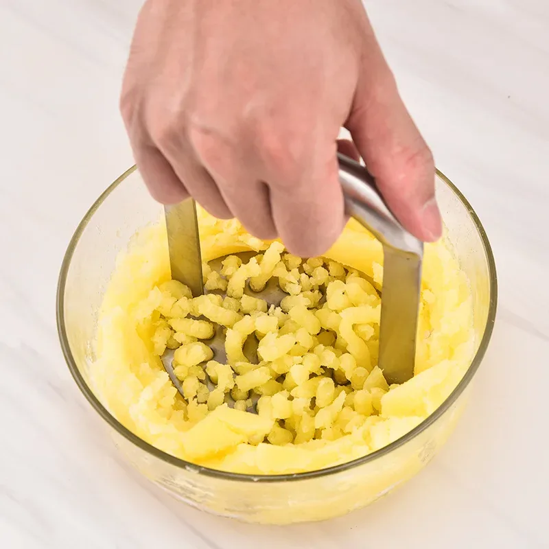 Stainless Steel Manual Potato Masher - Heavy Duty Potato Press for Mashed Potatoes Baby Food Sweet Potato & Vegetable Puree — image 3