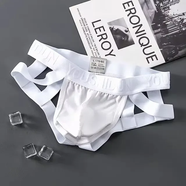 Men Sexy Underwear Jockstrap Thongs Cotton Briefs Dew Buttocks Underpants Bondage Panties Open Butt Male Lingerie G-String Thong