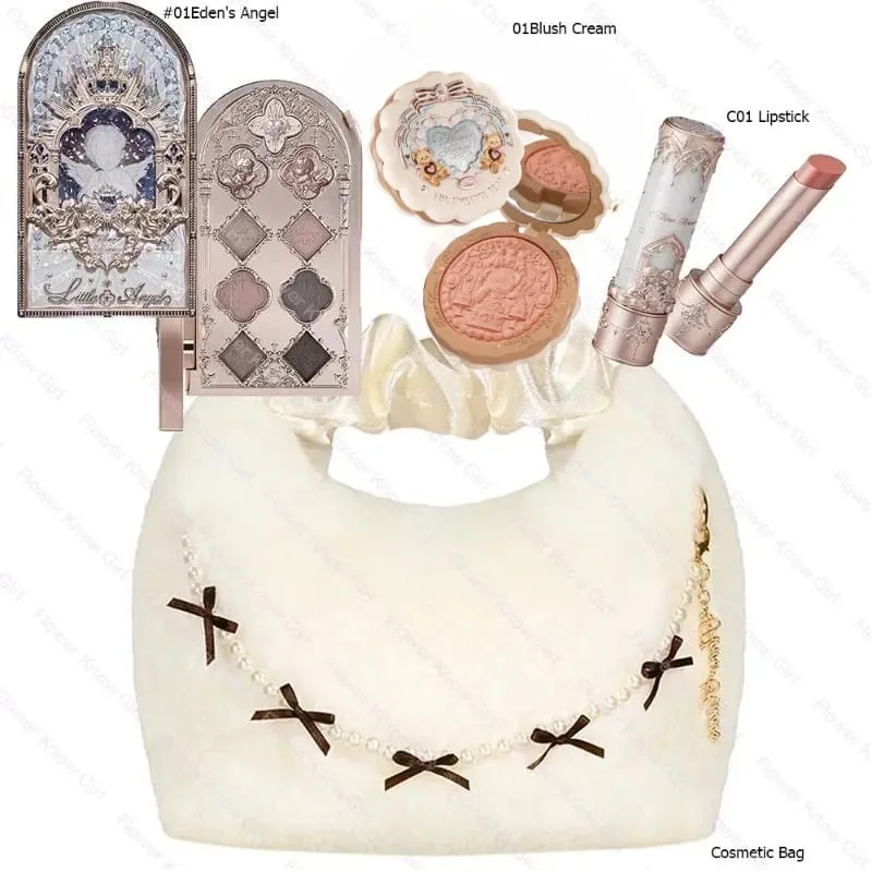 Makeup Flower Knows Set Shell Pearl Series Six Color Eyeshadow Palette Embossed Blusher Shine Lipstick Kit With Bag All In