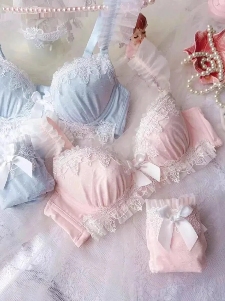 Sexy Japanese Sweet Bra Set G Cup Large Cup Women's Underwire Heavy Lace Thin Cup Comfort Pure & Sensual Lingerie push up — image 1