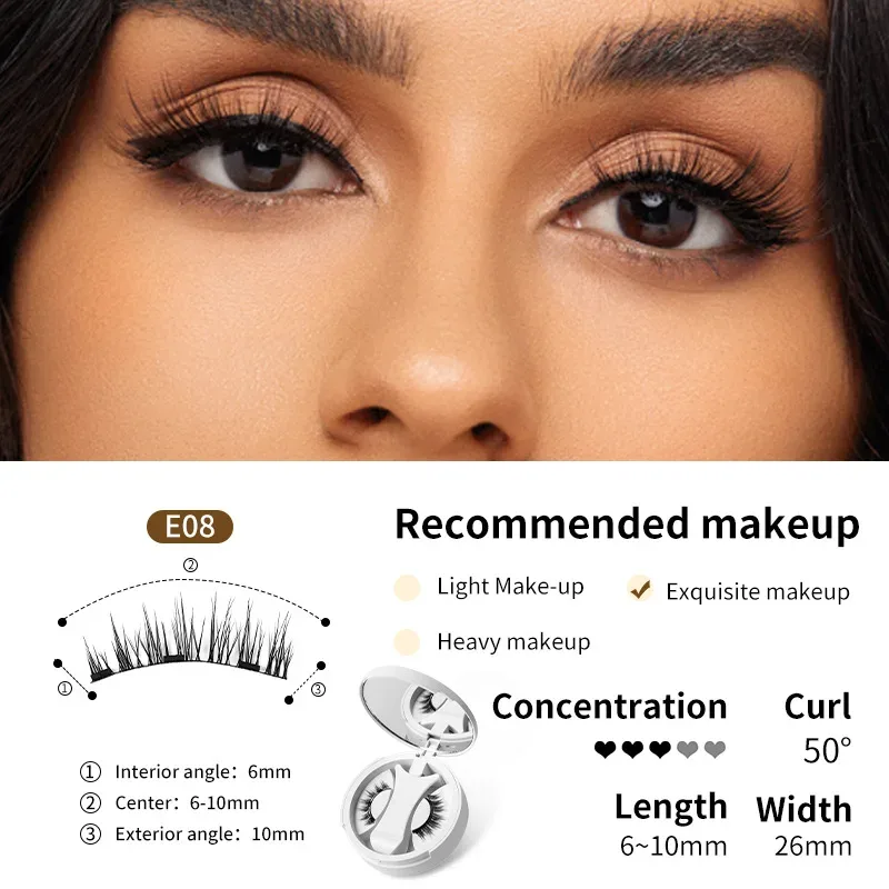 Brown Magnetic False Eyelashes Natural Soft Light Weight Eye Makeup Set With Applicater One-Piece Box Easy To Carry Eyelash Tool — image 16