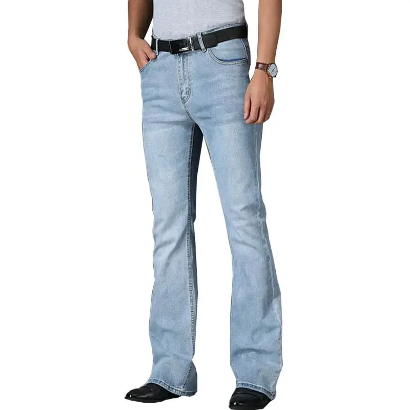 Jeans Men Mens Flared Jeans Boot Cut Leg Flared Male Designer Classic Denim Jeans High Waist Stretch Loose Flared Blue Jeans — image 9