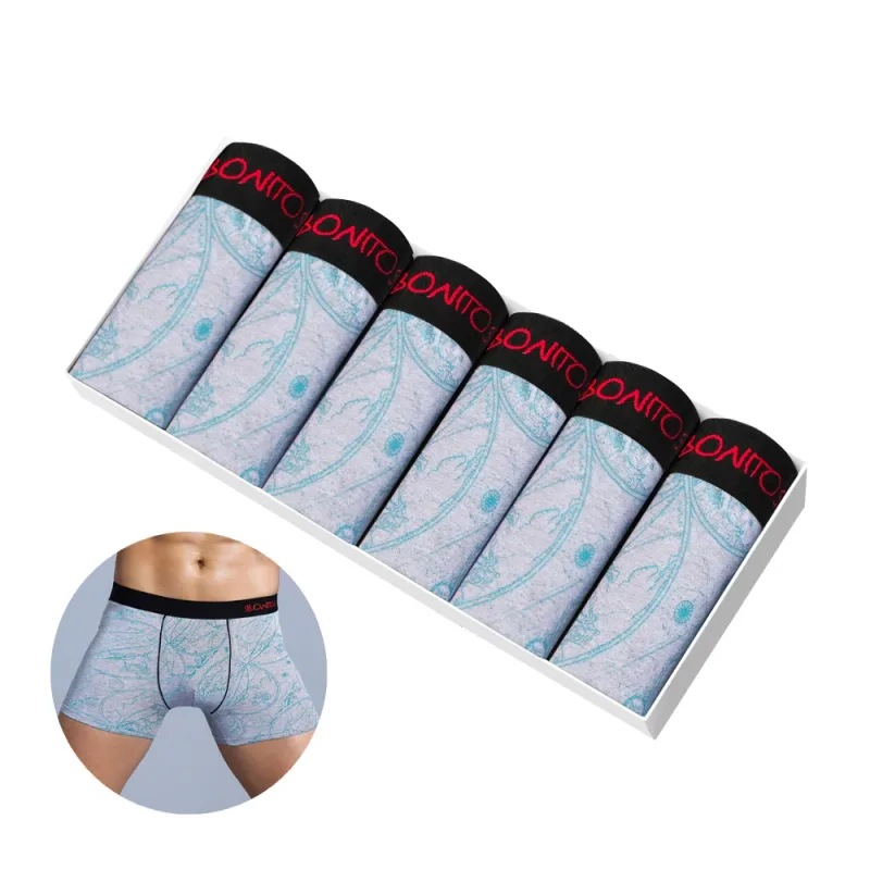 6Pcs White Boxers Man Sexy Underpants Brands Underwear Mens Boxershorts Cotton Men's Panties Male Boxer Shorts Set