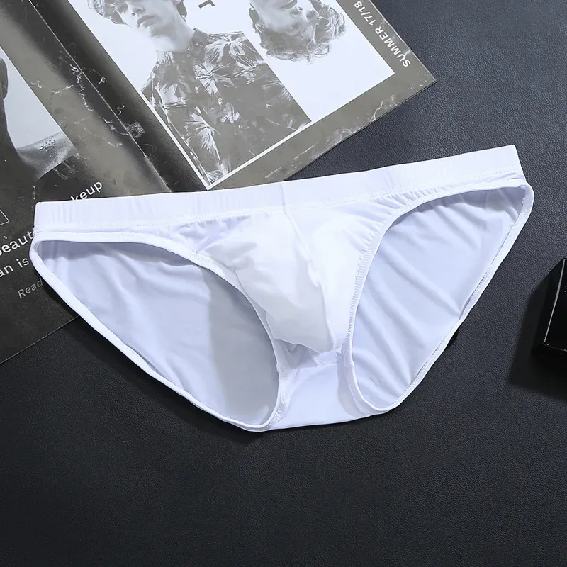 Seamless Ice Silk Briefs Men Big U Pouch Sexy Ice Silk Bikini Underwear Plus Size Low Rise Solid Color Male Panties — image 25