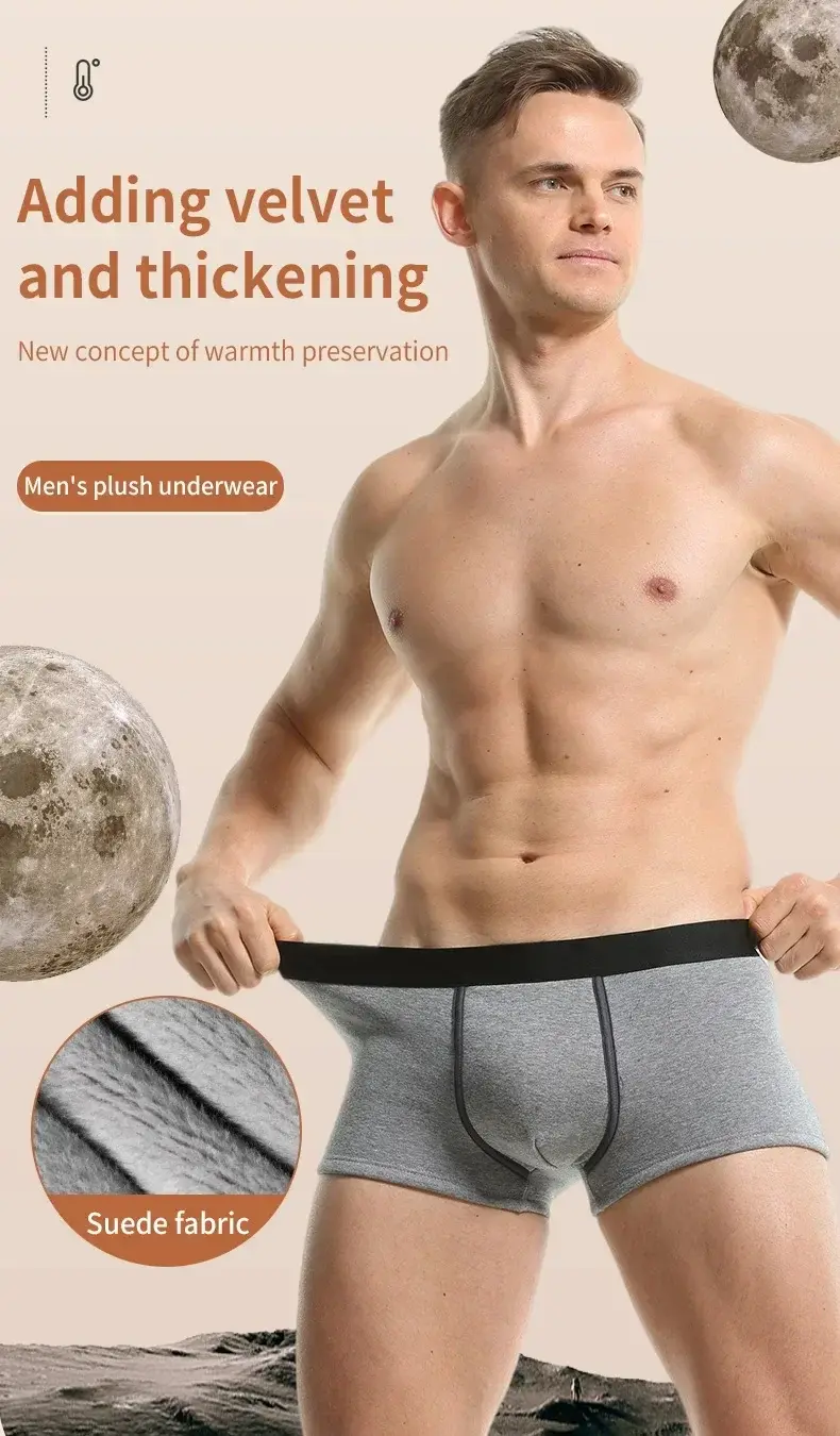 Men's thermal underwear with fleece and thickened pants, autumn and winter cold-proof shorts, sporty straight-leg underpants — image 15