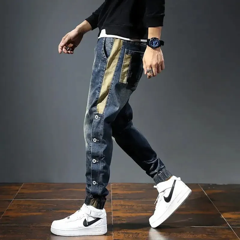 Elastic Man Cowboy Pants Stretch Y2k Vintage Designer Trousers 90s Streetwear Stacked Wide Leg Soft Denim Original Jeans for Men