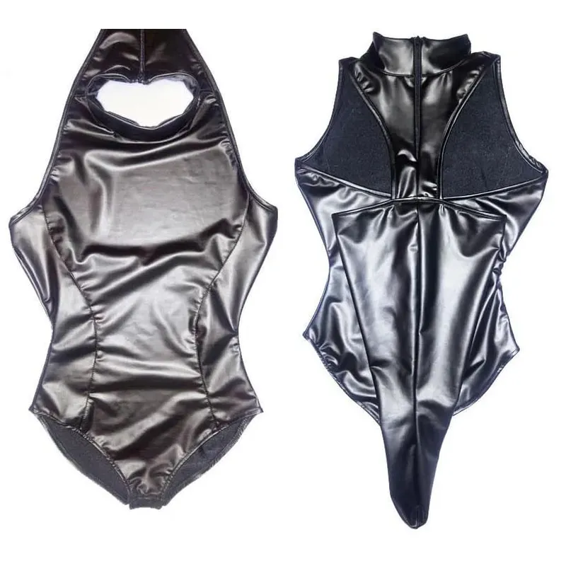 Faux Latex Catsuit Elastic PU Leather Self Bondage Bodysuit Tights Hot Sexy Body Tops Shirt Anime Cosplay Costume Bodystocking — image 2