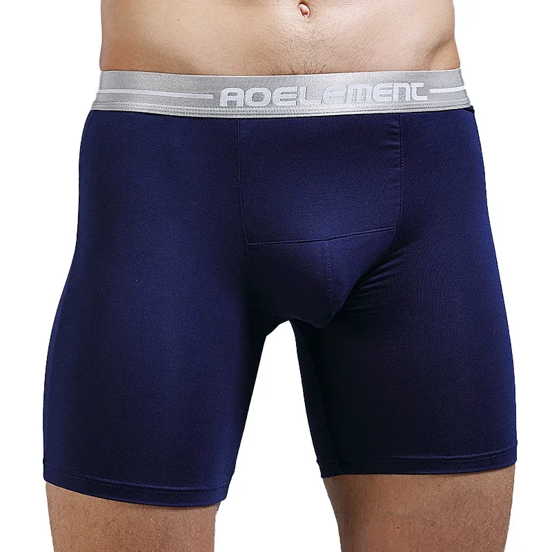 Boxer grande taille XL-7XL pour hommes, sous-vêtement modal, culotte respirante avec pochette, sous-vêtement à jambes moyennes et longues, Cueca Hombre — image 7