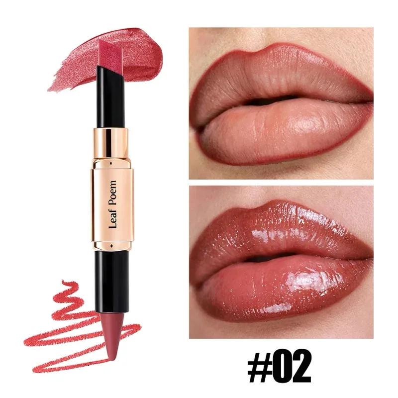 Dual‑Head Matte Lipstick Lip Liner Pen 2‑in‑1 Lip Definer & Lip Color Stick Smooth Lip Makeup for Daily Party Use — image 9