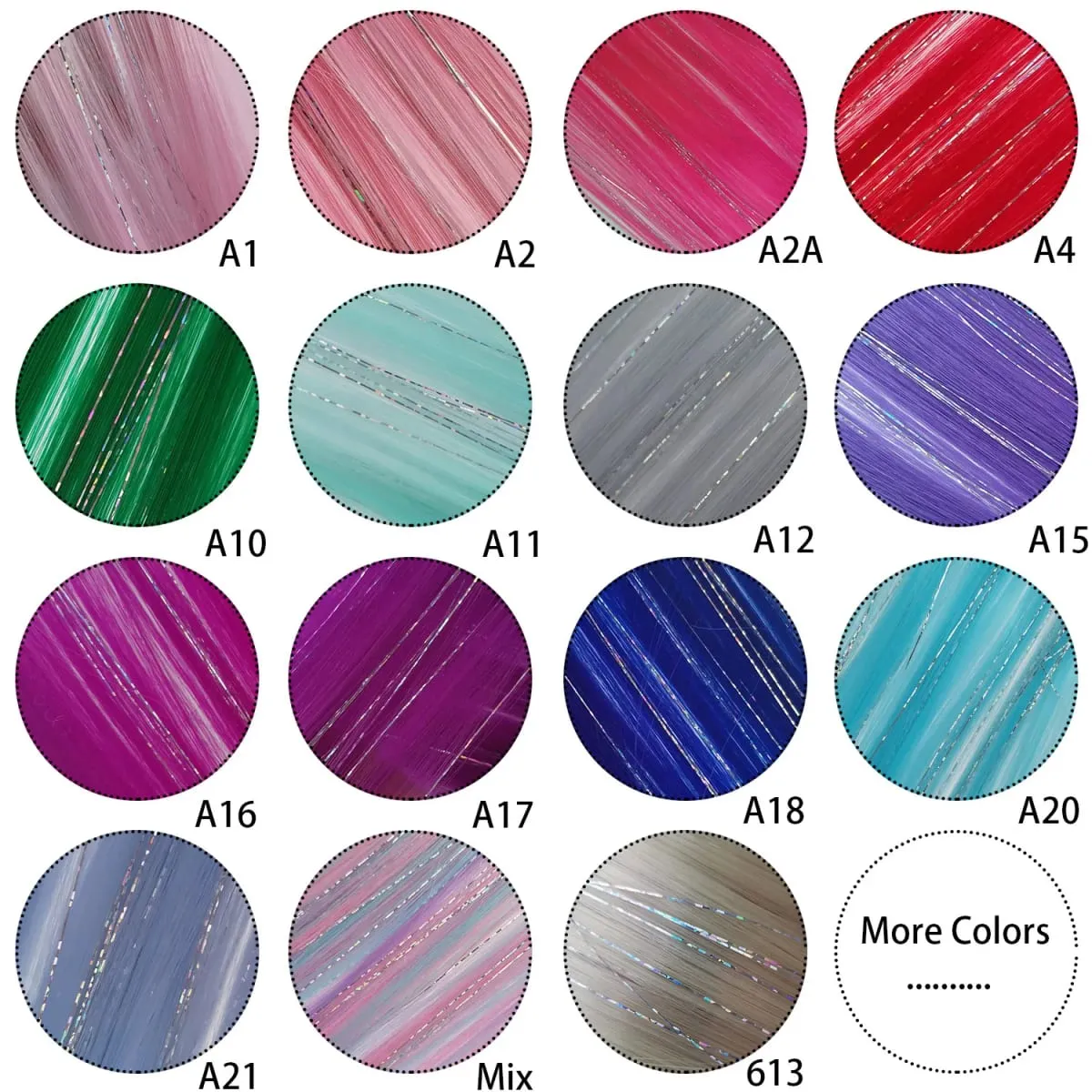 Colored Hair Extensions Mixed Silver Tinsels Synthetic Clip in Hair Rainbow Hairpiece Holiday Party Highlights for Women Girls — image 7