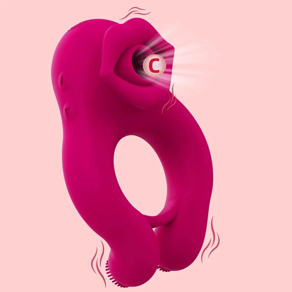 Sucking Tongue Licking Clit Stimulator Delayed Ejaculation CockRing Clitoral Stimulator Scrotum Massager Erotic SexToy forCouple — image 1
