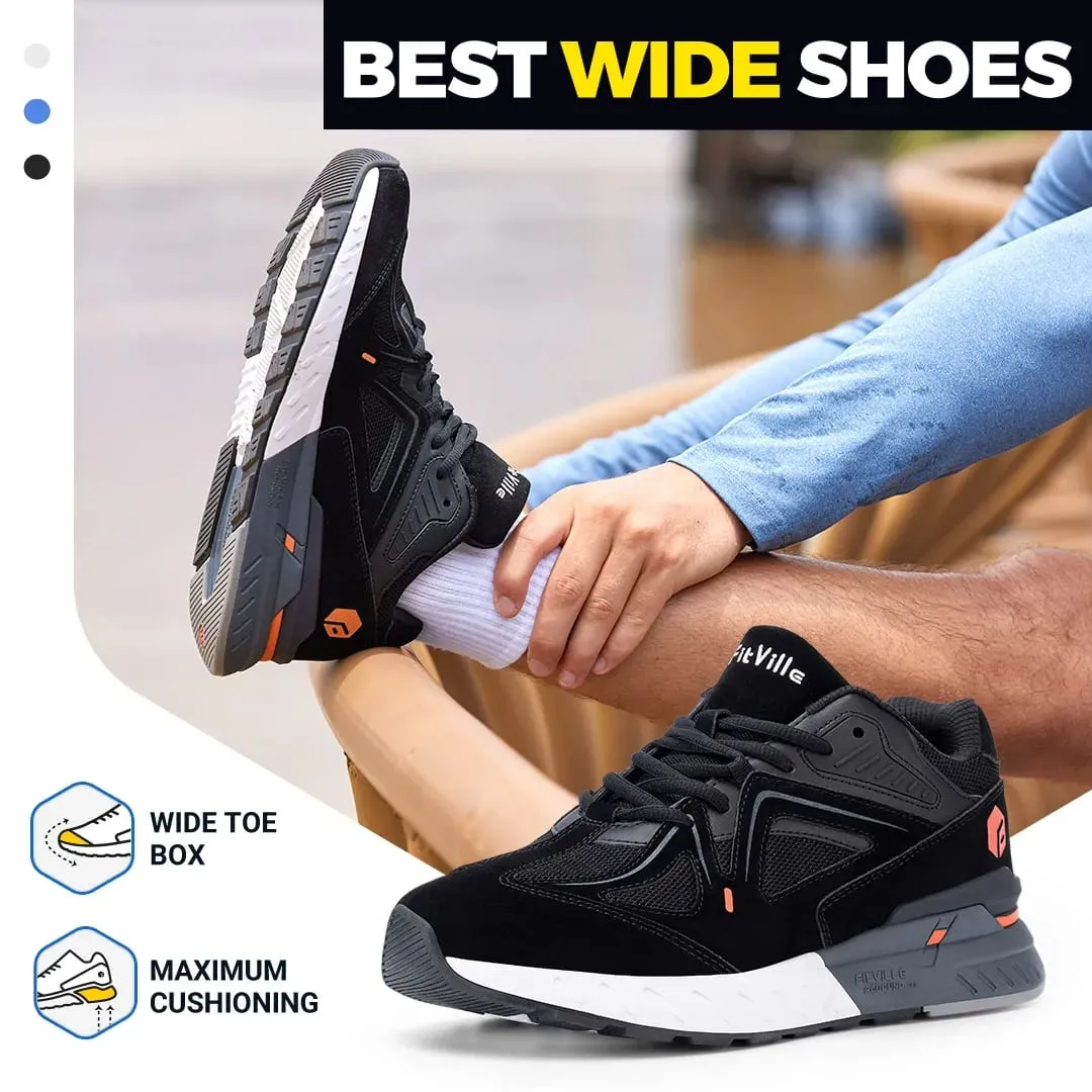 FitVille Men's Walking Shoes Extra Wide Lightweight Sneakers for Flat Feet Arch Fit Heel Pain Relief Non-Slip Running Shoes — image 3