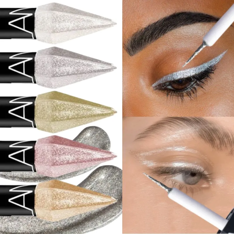 Pearlescent Diamond Liquid Eyeliner Shimmer Waterproof Long Lasting Glitter Silver Color Easy to Wear Eye Pencil Korean Makeup — image 2