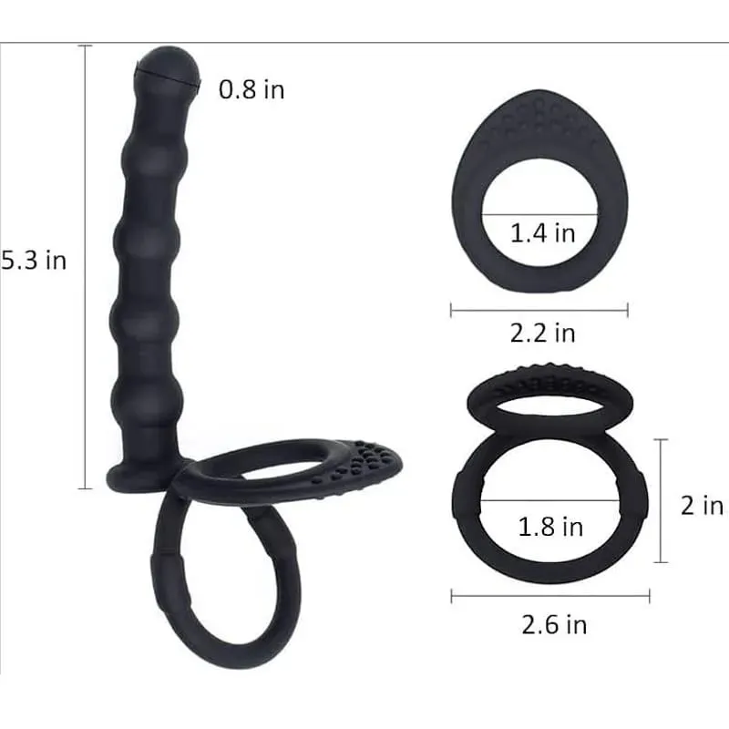 Double Penetration Dildo Dual Stimulation Vibrator for Couples Anal Beads G-Spot Massager Cock Ring Adult Sex Toys — image 3