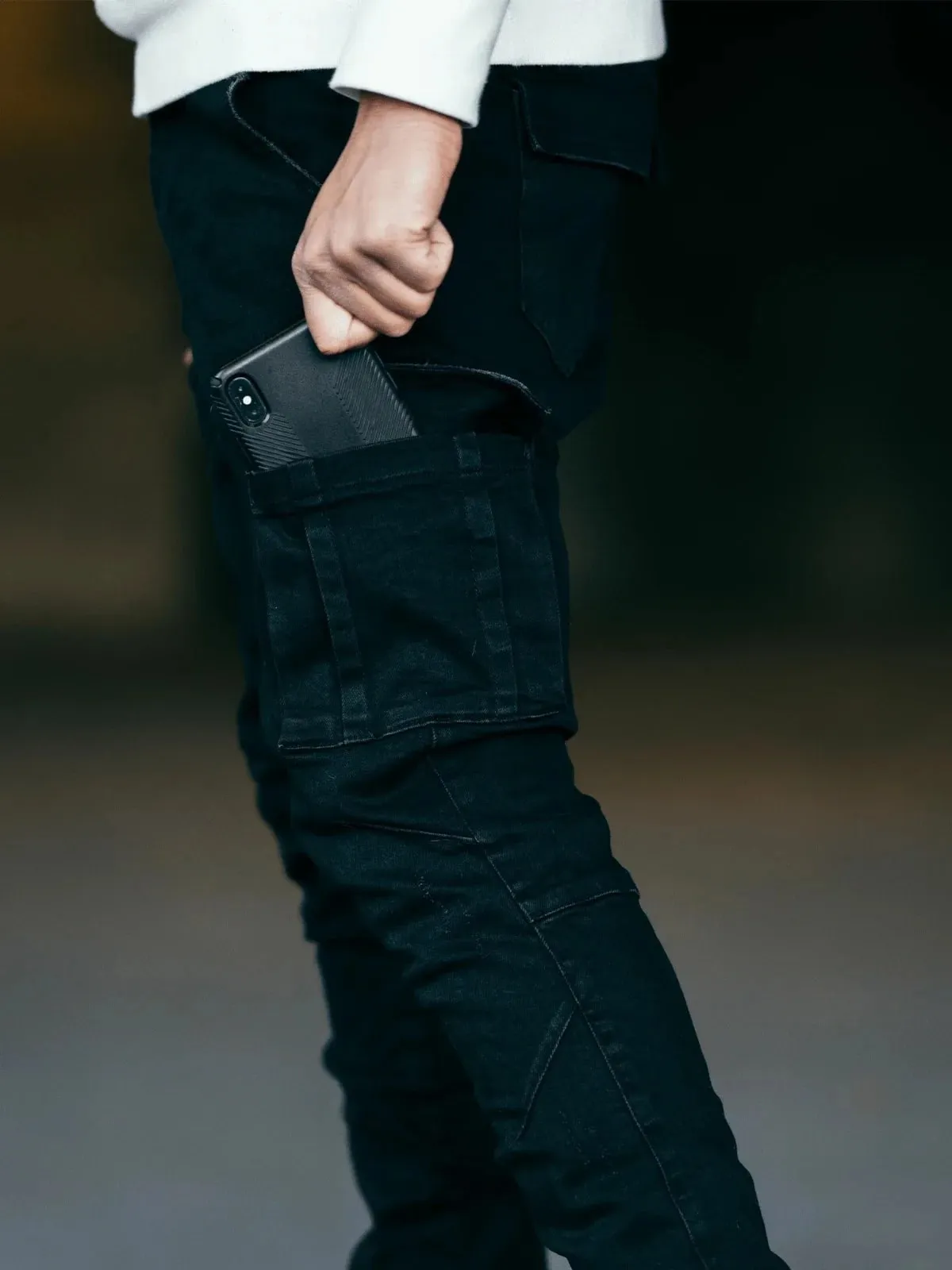 2026Jeans Men Pants Wash Solid Color Multi Pockets Denim Mid Waist Cargo Jeans Plus Size Fahsion Casual Trousers Male Daily Wear — image 2