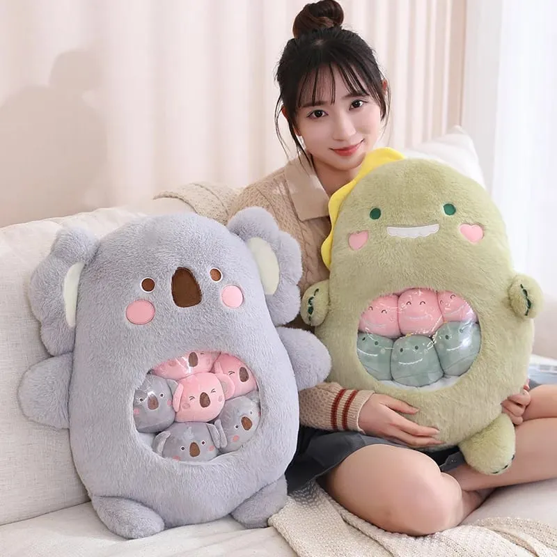 6Pcs Small Toys Inside Cute Panda Koala Rabbit Dinosaur Cartoon Animals Plush Pillow Soft Stuffed Sofa Cushion Homdecor Pillow — image 6